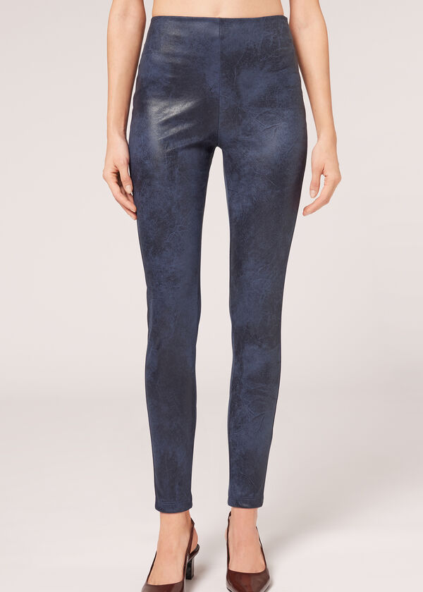 Leggings de camurça com efeito vintage