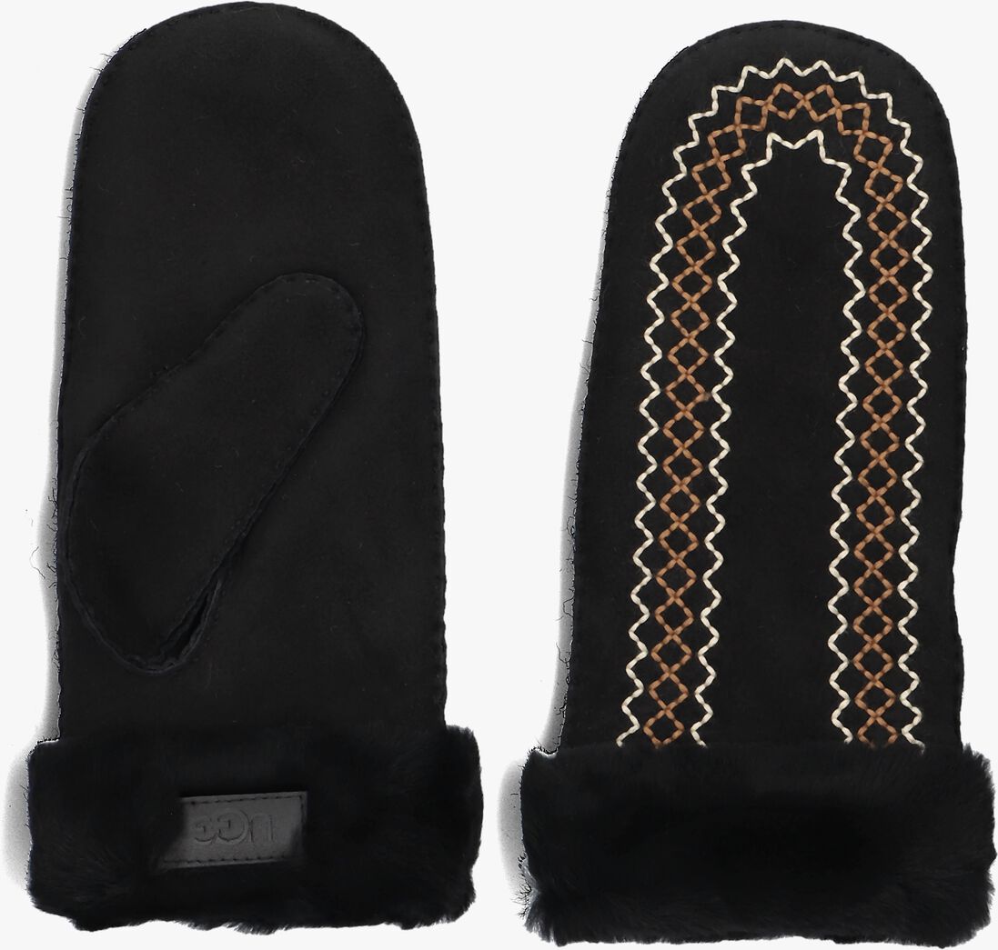 zwarte ugg handschoenen atherson embroidered mitten