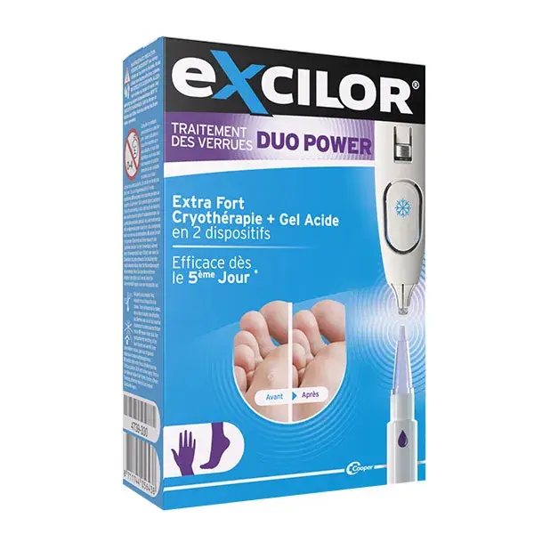 Excilor Verrues Duo Power Cryothérapie & gel acide Mains/pieds Résultats 5j