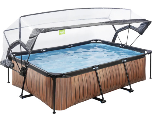 EXIT WoodPool rechthoekige opzetzwembadset 300x200x65 cm inclusief cartridgefiltersysteem & houtlook afdekking