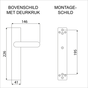 Karwei deurkruk set Chelsea recht blind schild zwart RVS
