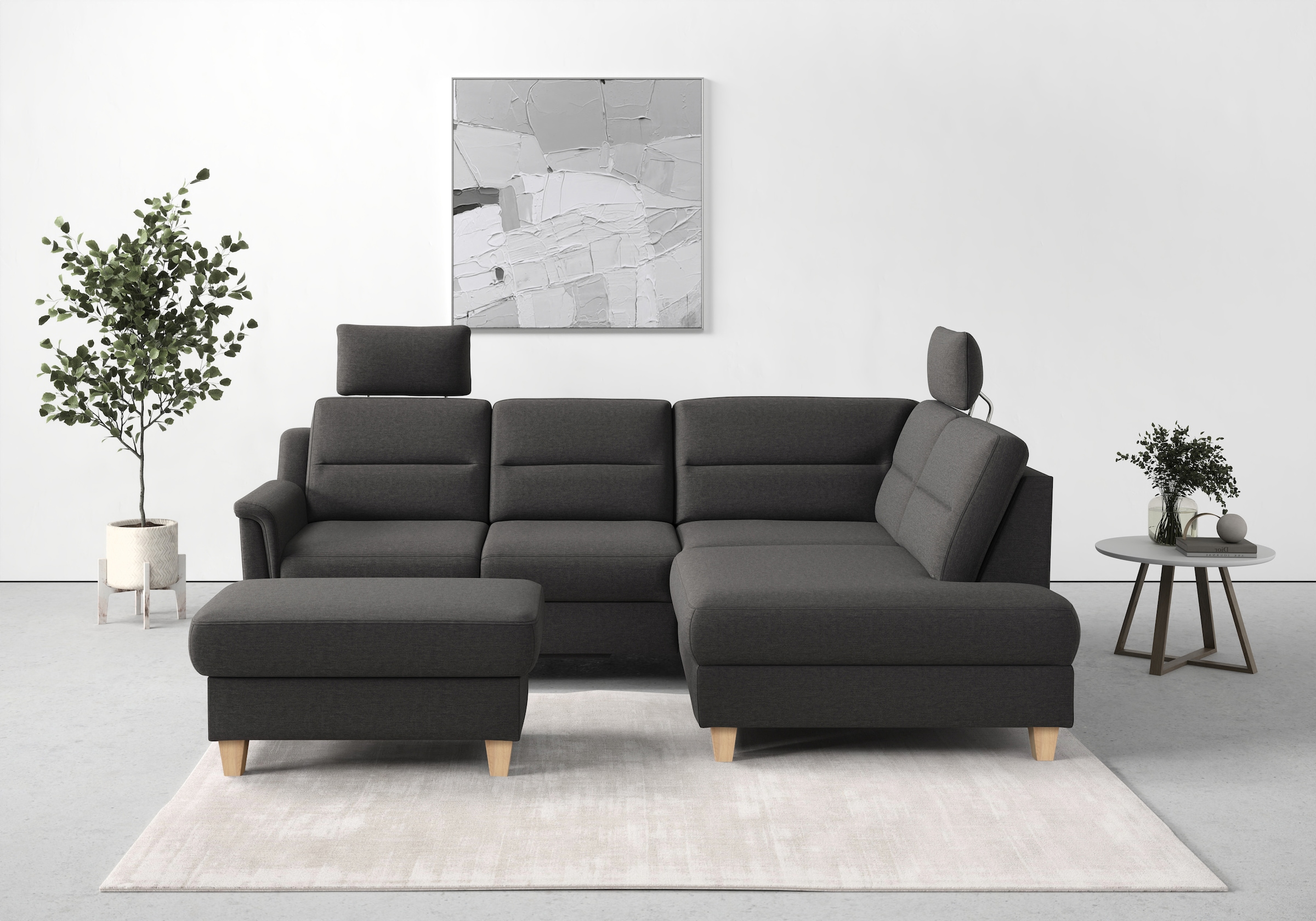 sit&more Stauraumhocker »Farö« mit Stauraum und Federkern und naturfarbenen Füssen