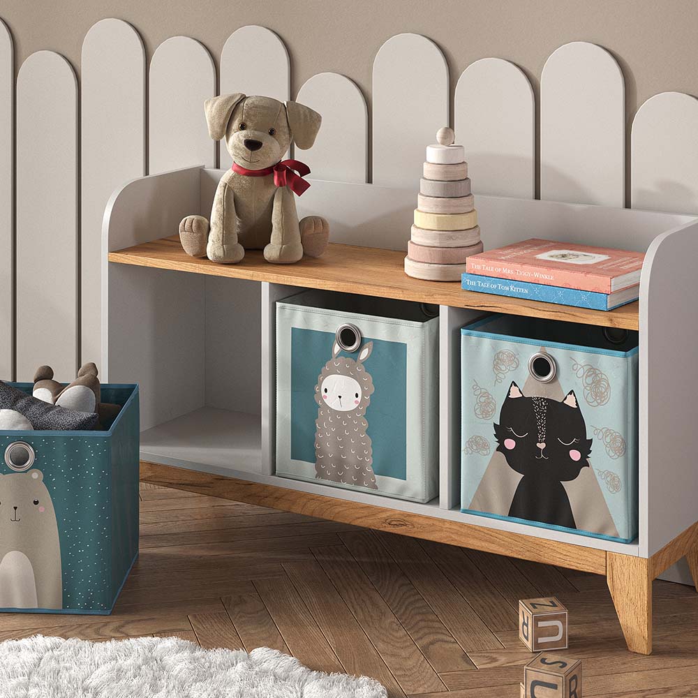 VitaliSpa Sitzbank Malia 107x64cm weiß, Bank für Kinderzimmer, 3 große Fächer
