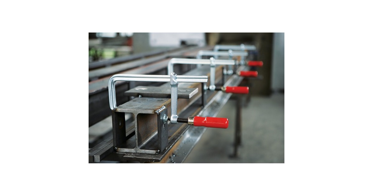 BESSEYGeheel stalen lijmtang classiX GS10 met houten handgreep lijmklem  (Zilver/rood)