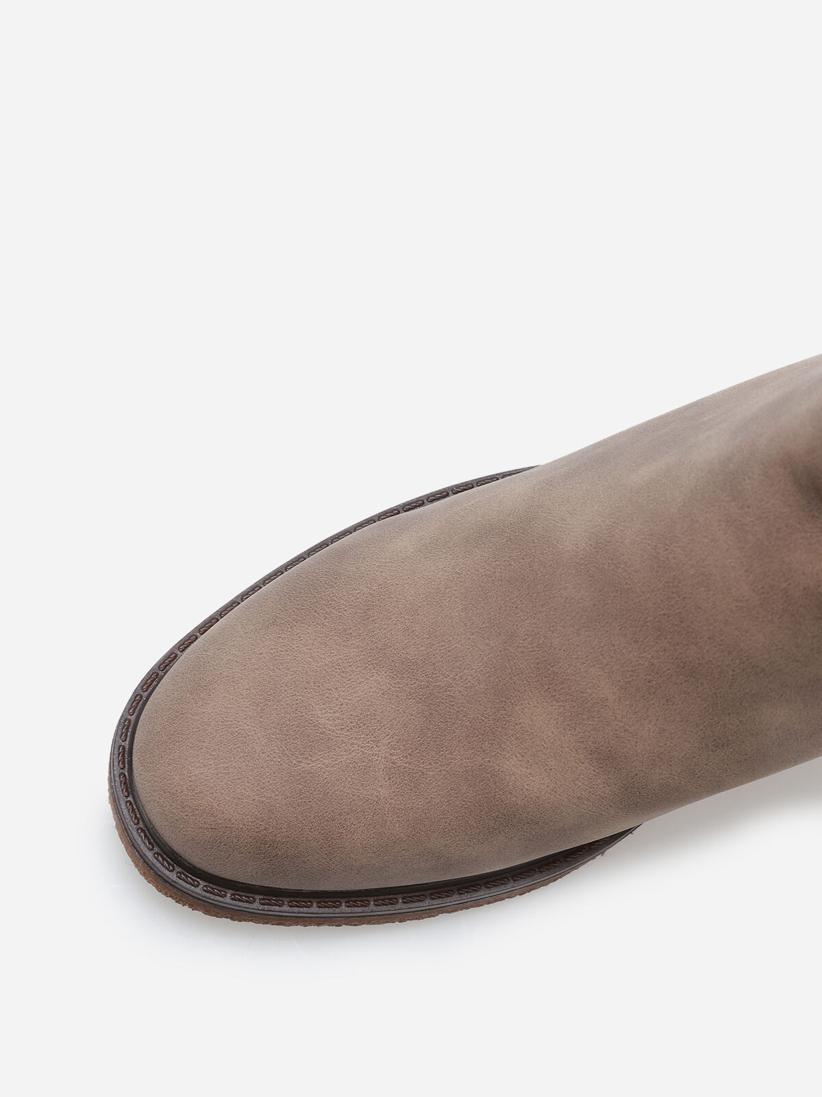 Chelsea à talon bi-matières- Taupe