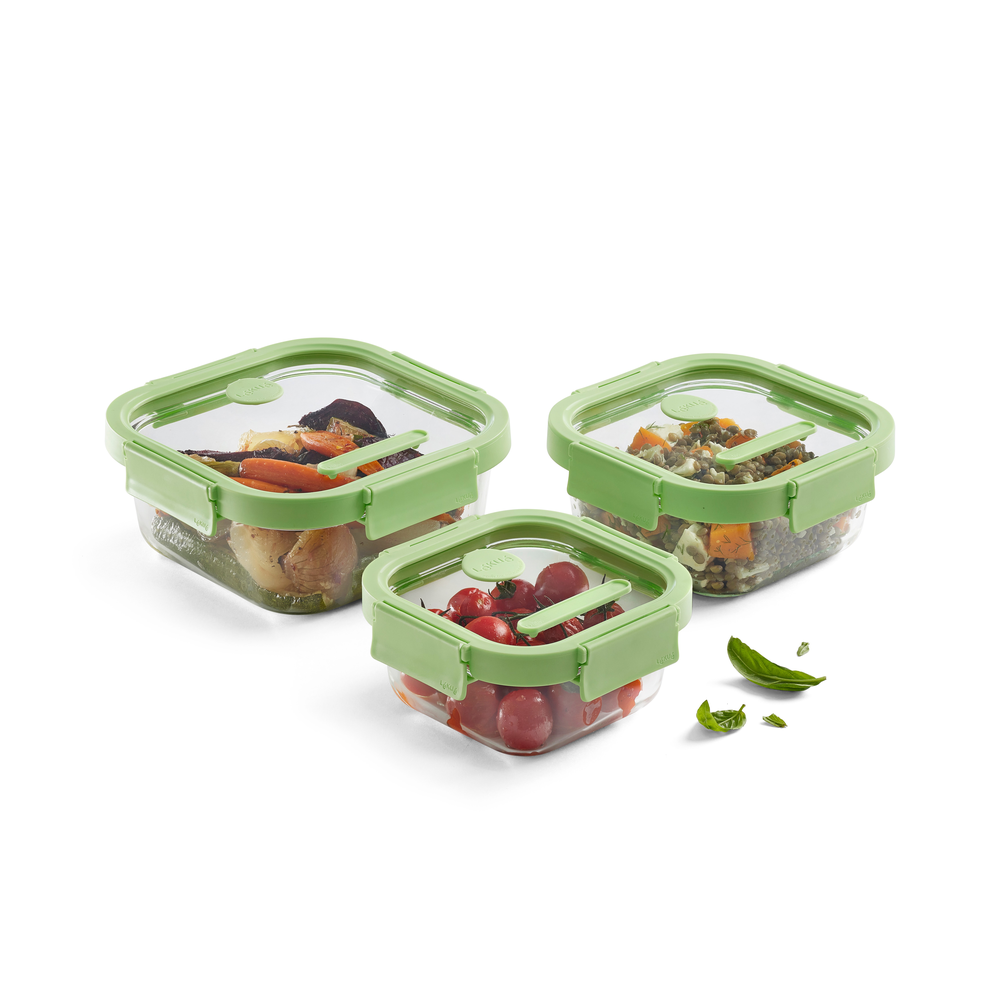 Vershouddoos Glas Vierkant, set van 3 - Green