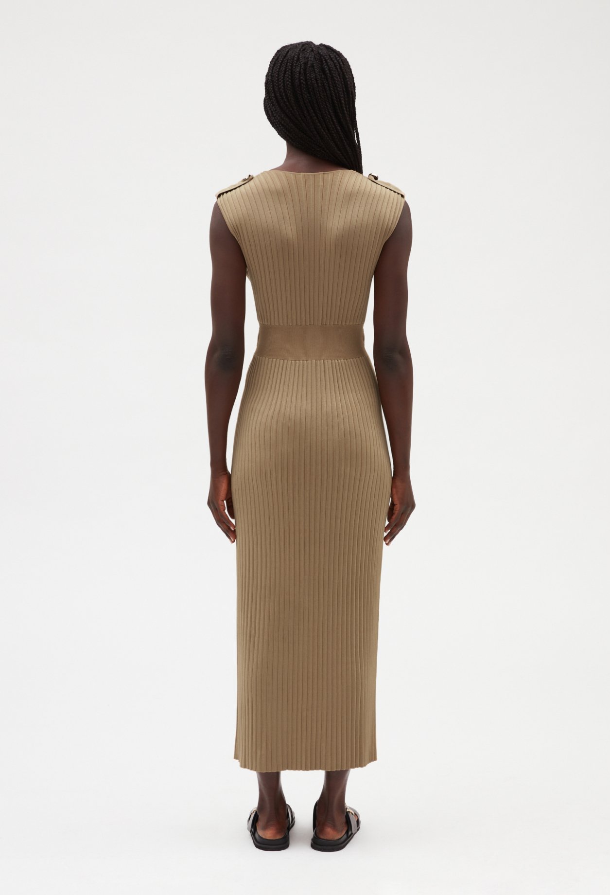 Robe longue maille beige