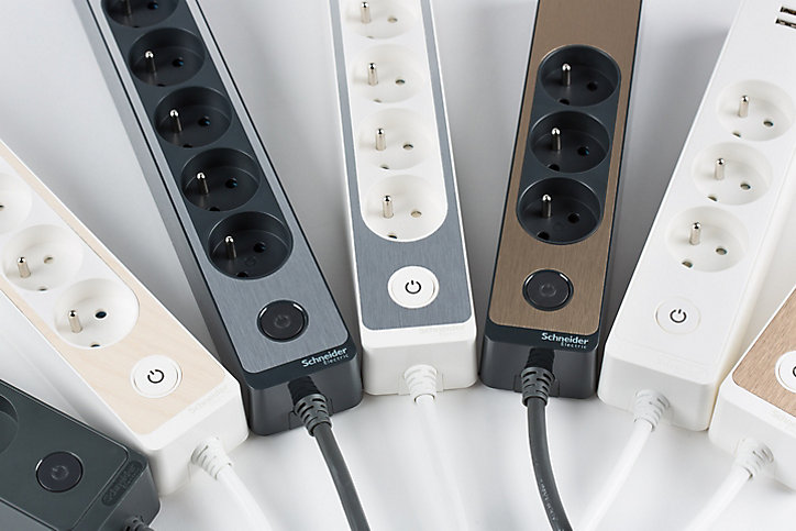 Multiprise 5 prises + 2 usb Schneider Electric Odace anthracite 1.5 m