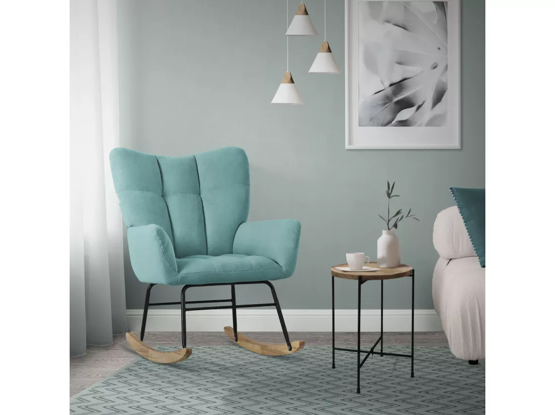 ML-Design Fauteuil à Bascule Sauge, avec Housse en Tissu Éponge, Structure en Acier à Coucher