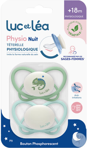 Luc Et Léa Duo Sucettes Physio Nuit +18 Maand P9 2 Pièces