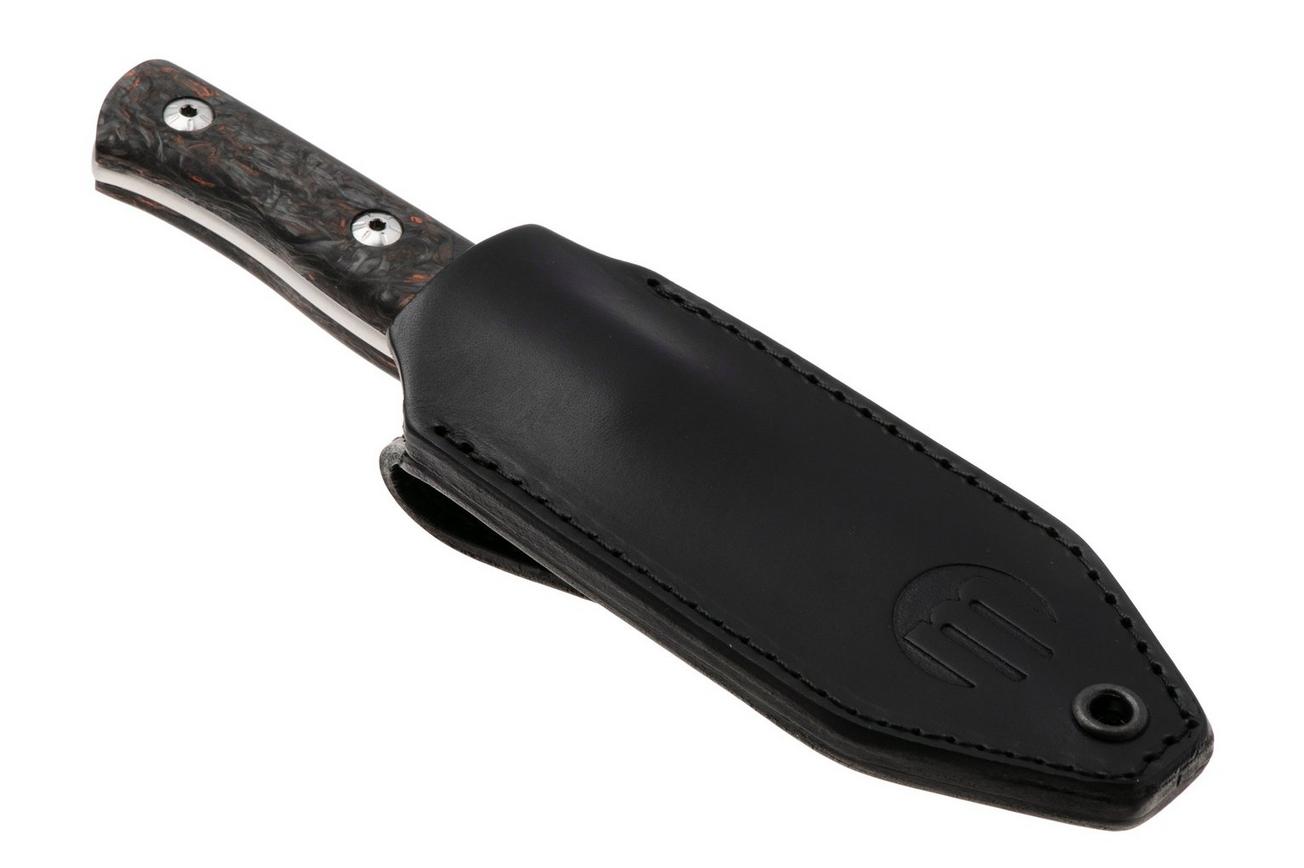 Maserin 915/FCA Path, Satin M390, Black/Orange Fatcarbon, vaststaand mes, Igor Bortolussi design