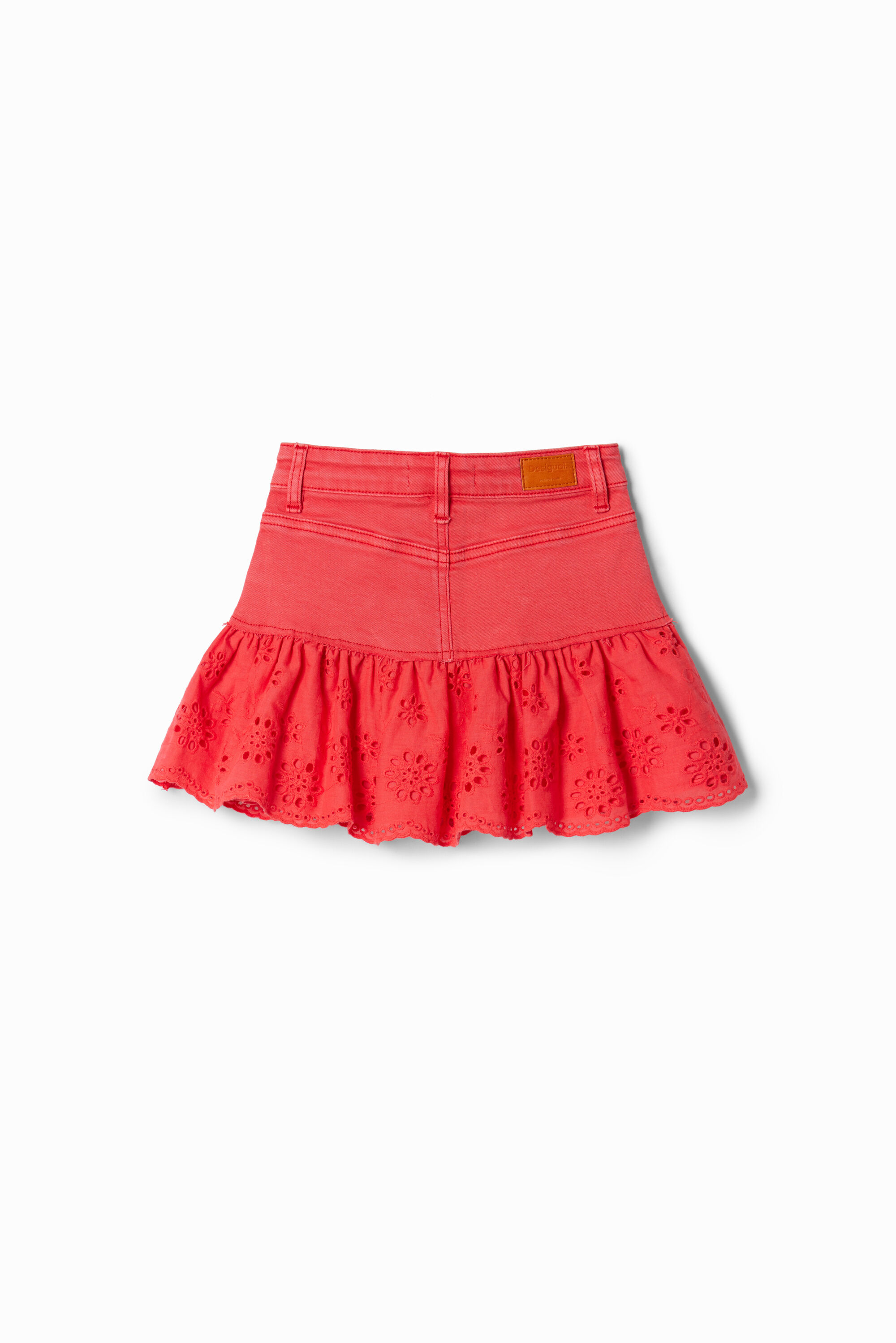 Mini-jupe jean volants brillante