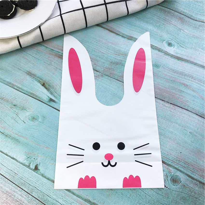 (50er Set) Ostern Tüten Candy Gift Osterhase Tasche Osternest - Weiss / Pink