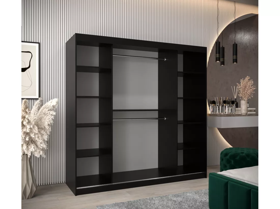 Armoire Torino À Portes Coulissantes 200/200/62 2 portes (Noir/Artisan)
