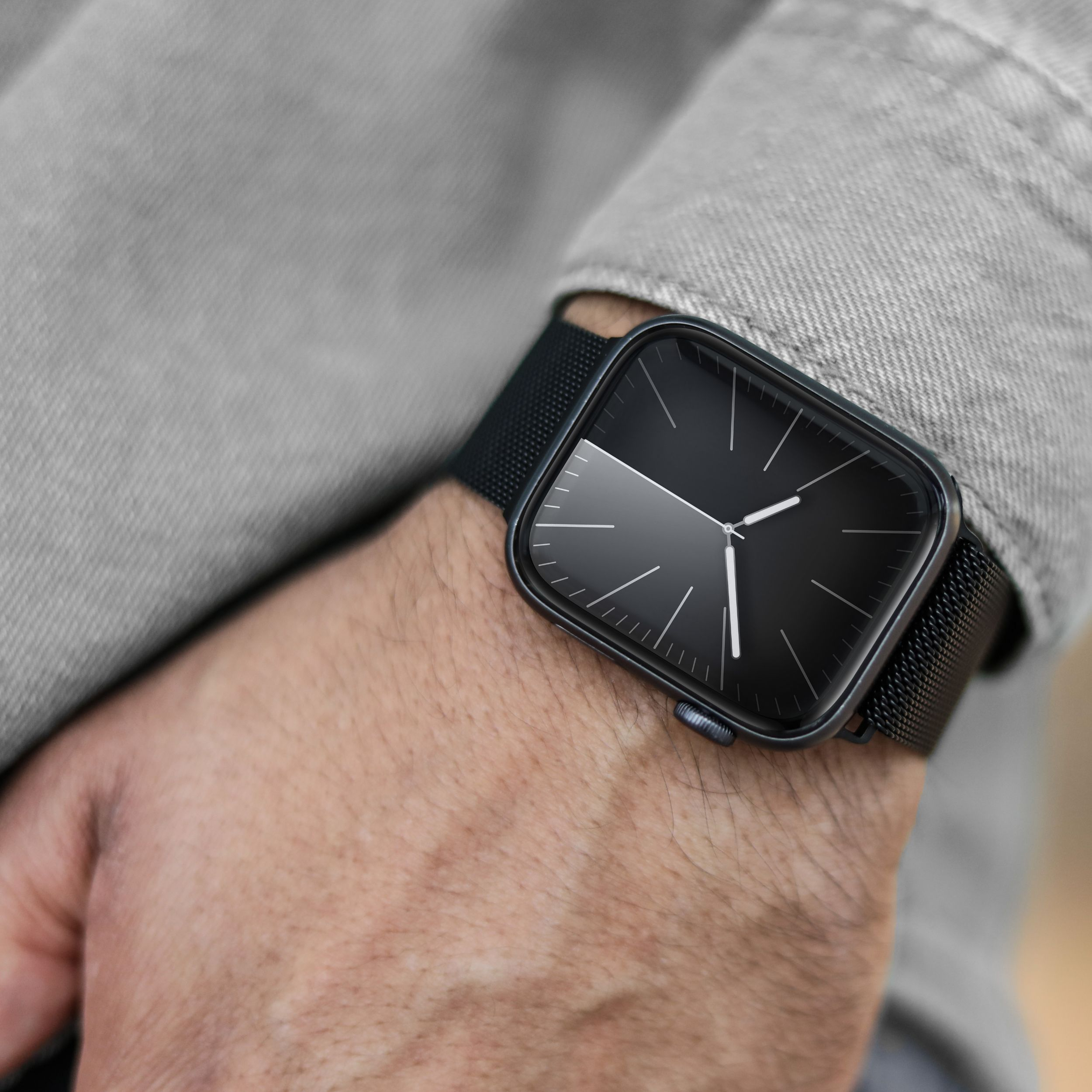 Milanese Loop 2 Apple Watch (49/46/45/44 mm) Edelstahl Armband (AWS00122) (Gelenkumfang: 130-200mm) - Schwarz