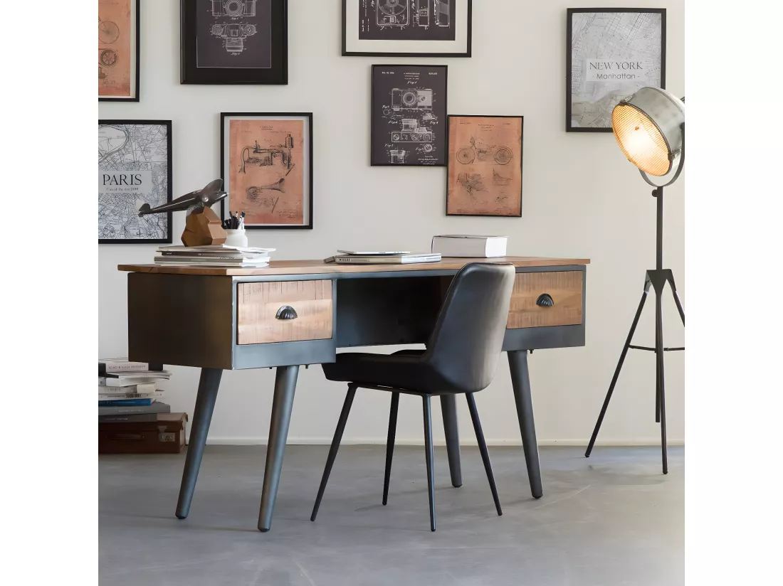Bureau voiture en métal gris foncé Tata