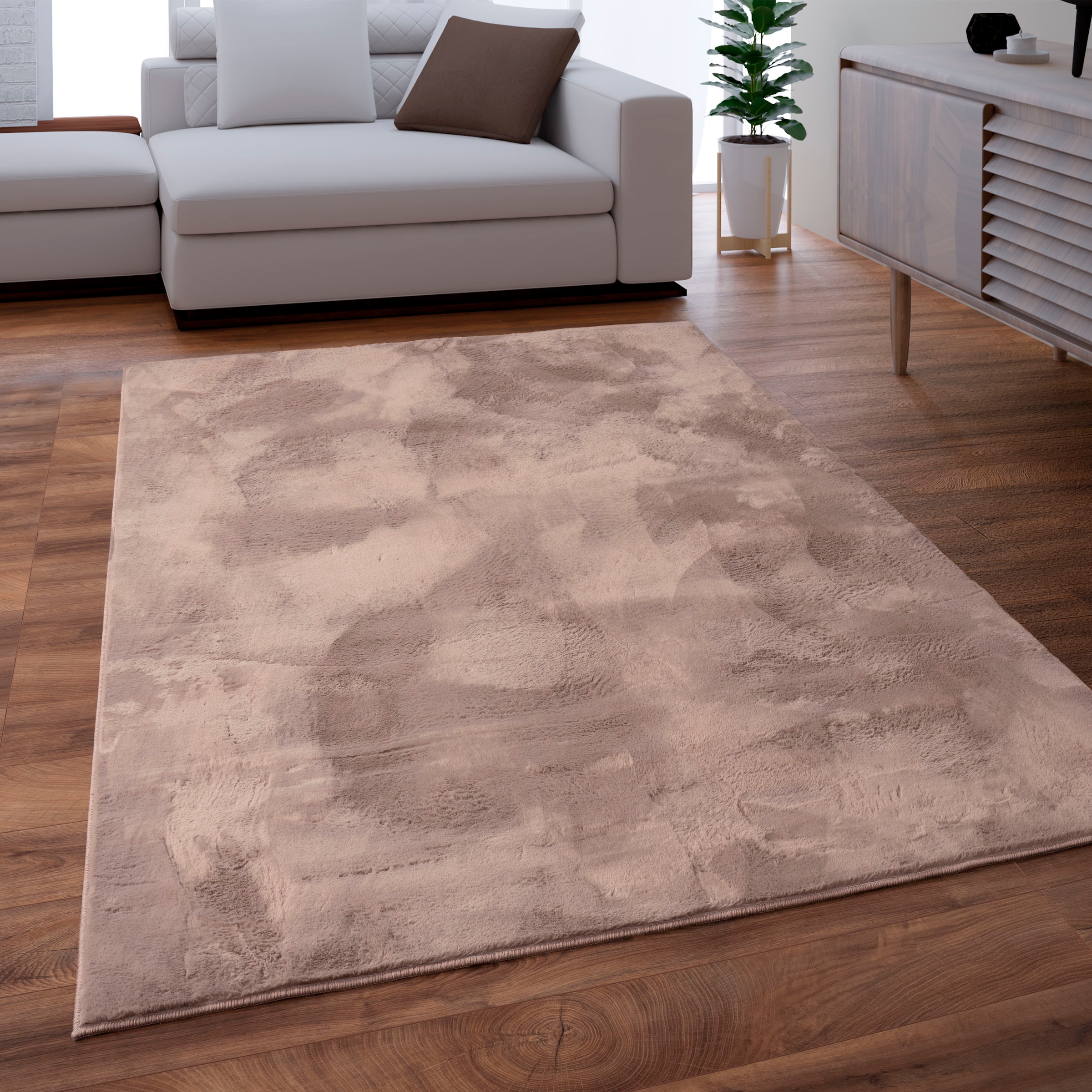 Paco Home Fellteppich »Kunstfell Soft 380« rechteckig 14 mm Höhe Langflor, Kuschelteppich - besonders weich, Uni-Farben