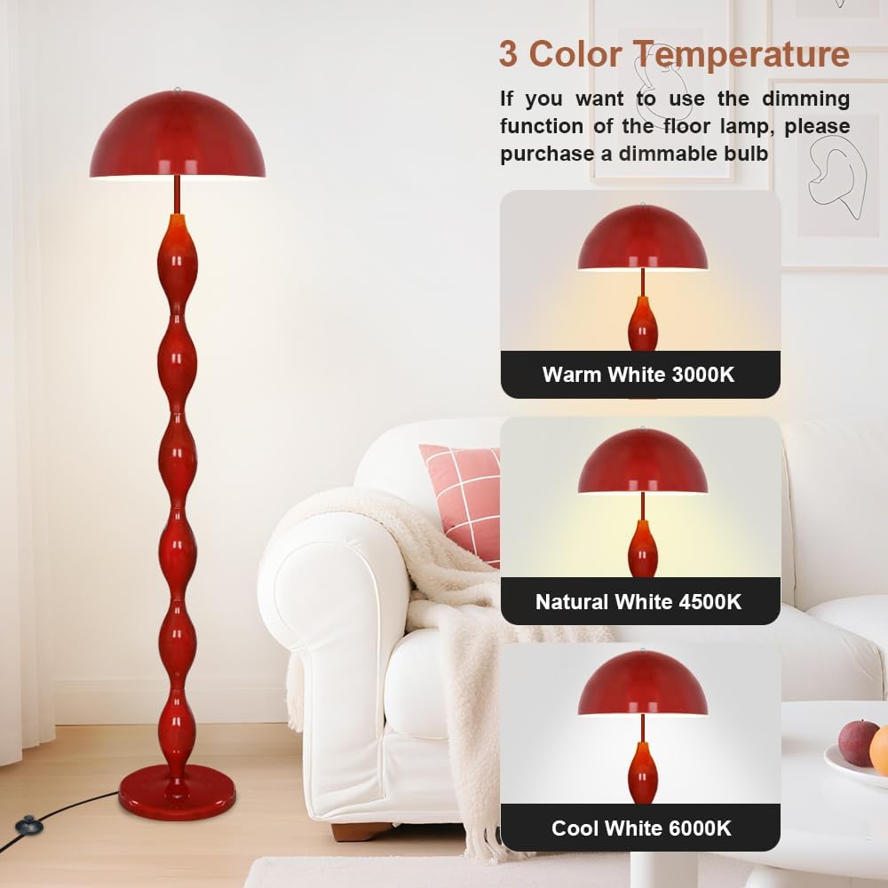 ELINKUME Einzigartige Stehleuchte für das Wohnzimmer, kreative funky rote LED-Pilzlampe 63'mit 3 variablen Farben, moderne Stehleuchtes für das Schlafzimmer,das Büro,die Ecke