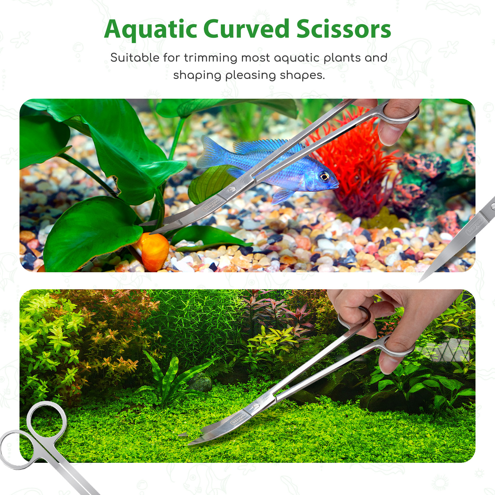 Conjunto de ferramentas para aquário Nobleza 4 em 1, acessórios de limpeza em aço inoxidável para aquário - Conjunto de ferramentas para paisagismo com espátula, alicate, tesoura, pinça e bolsas de armazenamento.