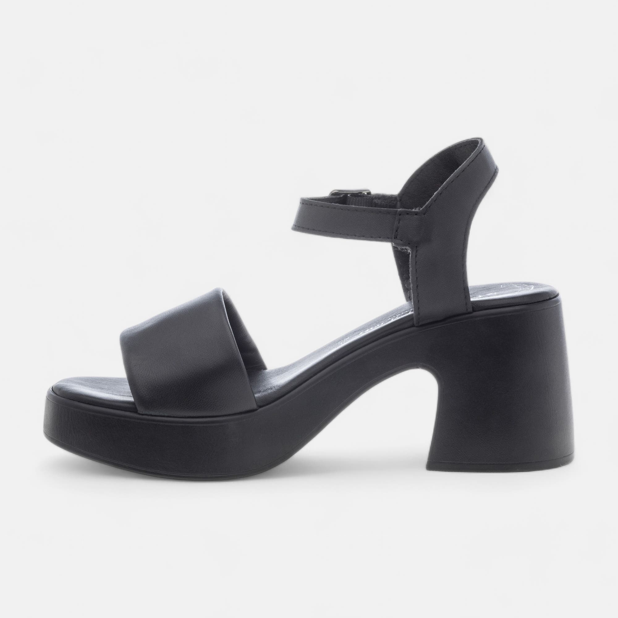 Sandales à talon Femme en cuir noir