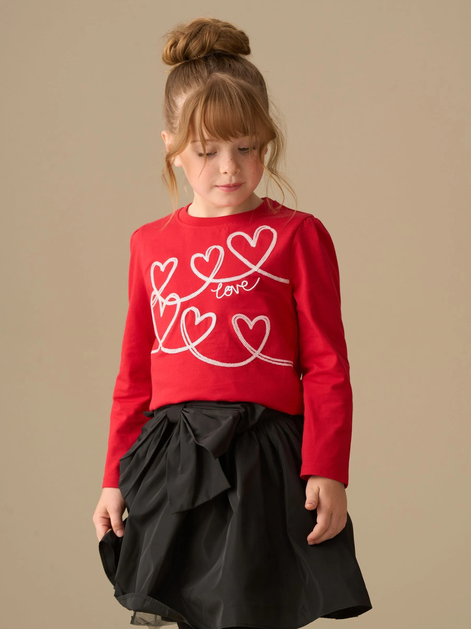 Angel & Rocket Noelle Sequin Heart Long Sleeve Top