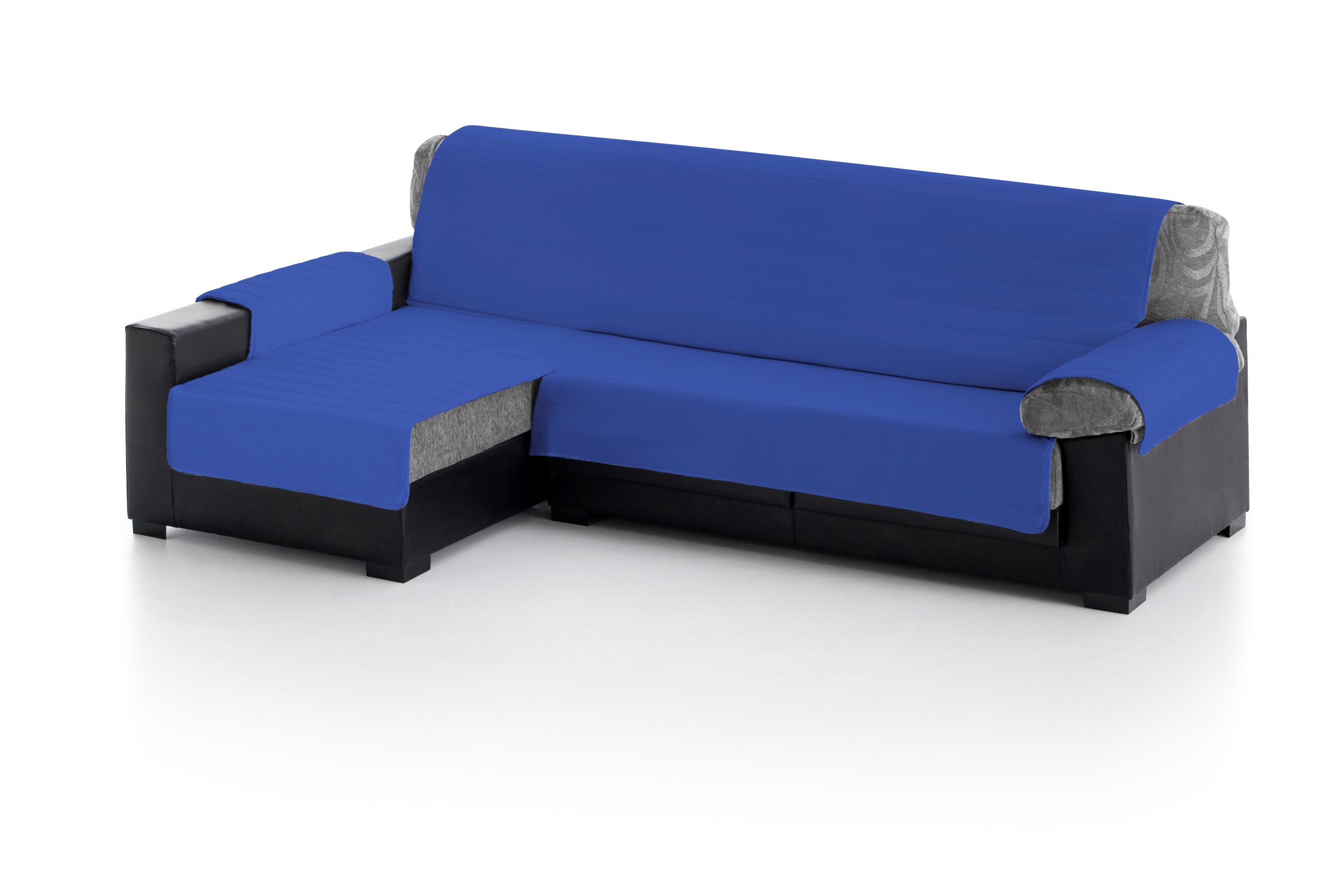 Capa acolchoada azul para chaise longue esquerda