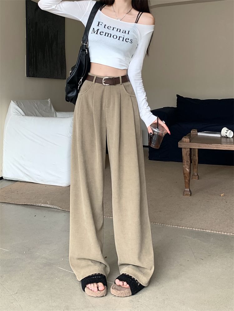 Ashlee - Corduroy broek met hoge taille en losse pasvorm