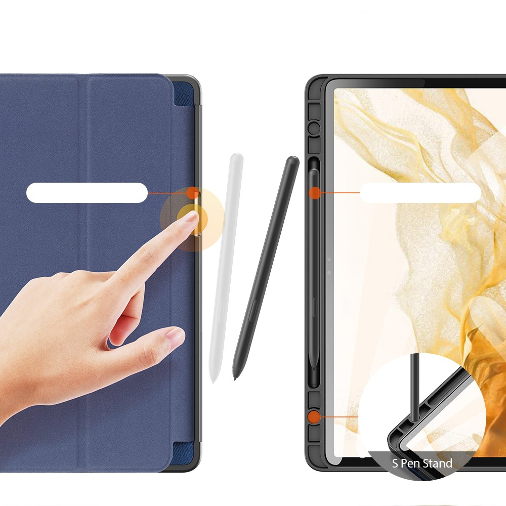 Samsung Galaxy Tab S8 / Tab S7 Tasche Smart Cover Hülle Stoff Design mit S-Pen Halterung - Blau