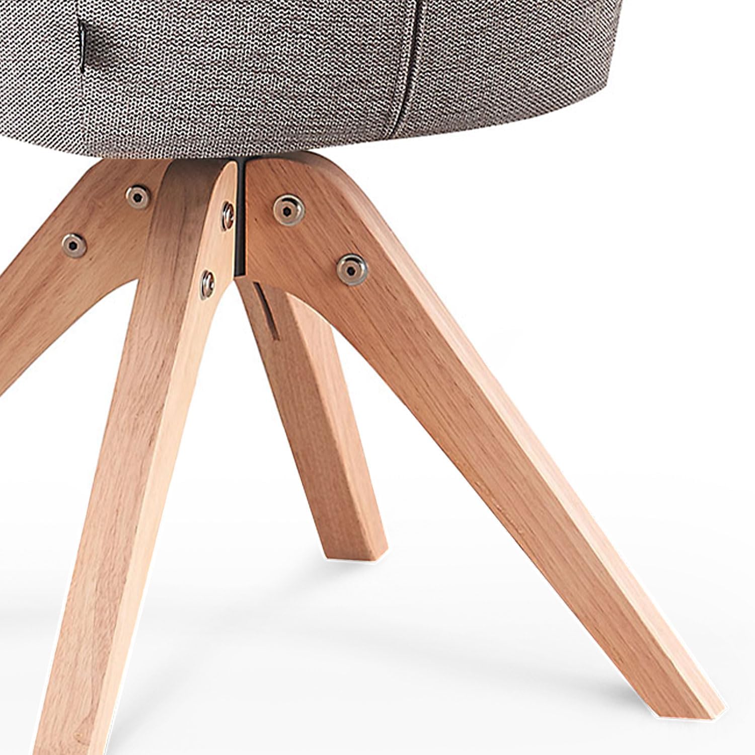 B&D home® Esszimmerstuhl Daisy drehbar – Armlehnenstuhl mit 360° Drehfunktion, Webstoff Grau, gepolsterte Sitzschale, Massivholzgestell Natur, skandinavisches Design für Esszimmer, Küche, Home Office