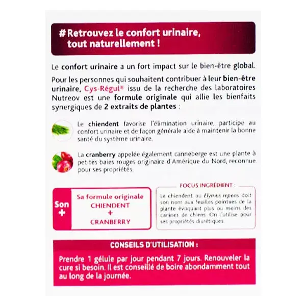 Nutreov Physcience Cys-régul Confort Urinaire 15 gélules