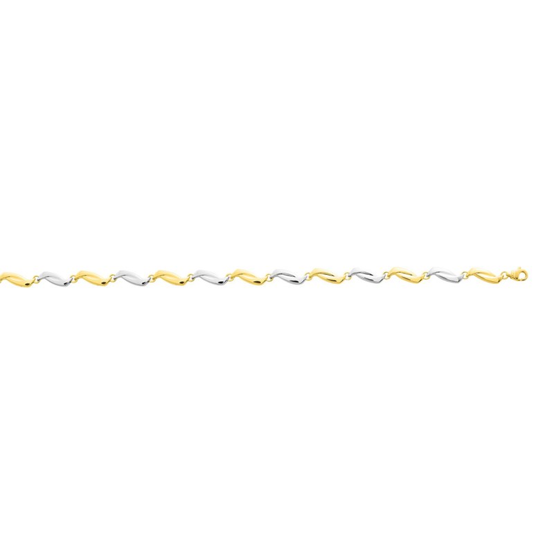Bracelet femme 18 cm - Fantaisie - Bicolore - Or 18 Carats