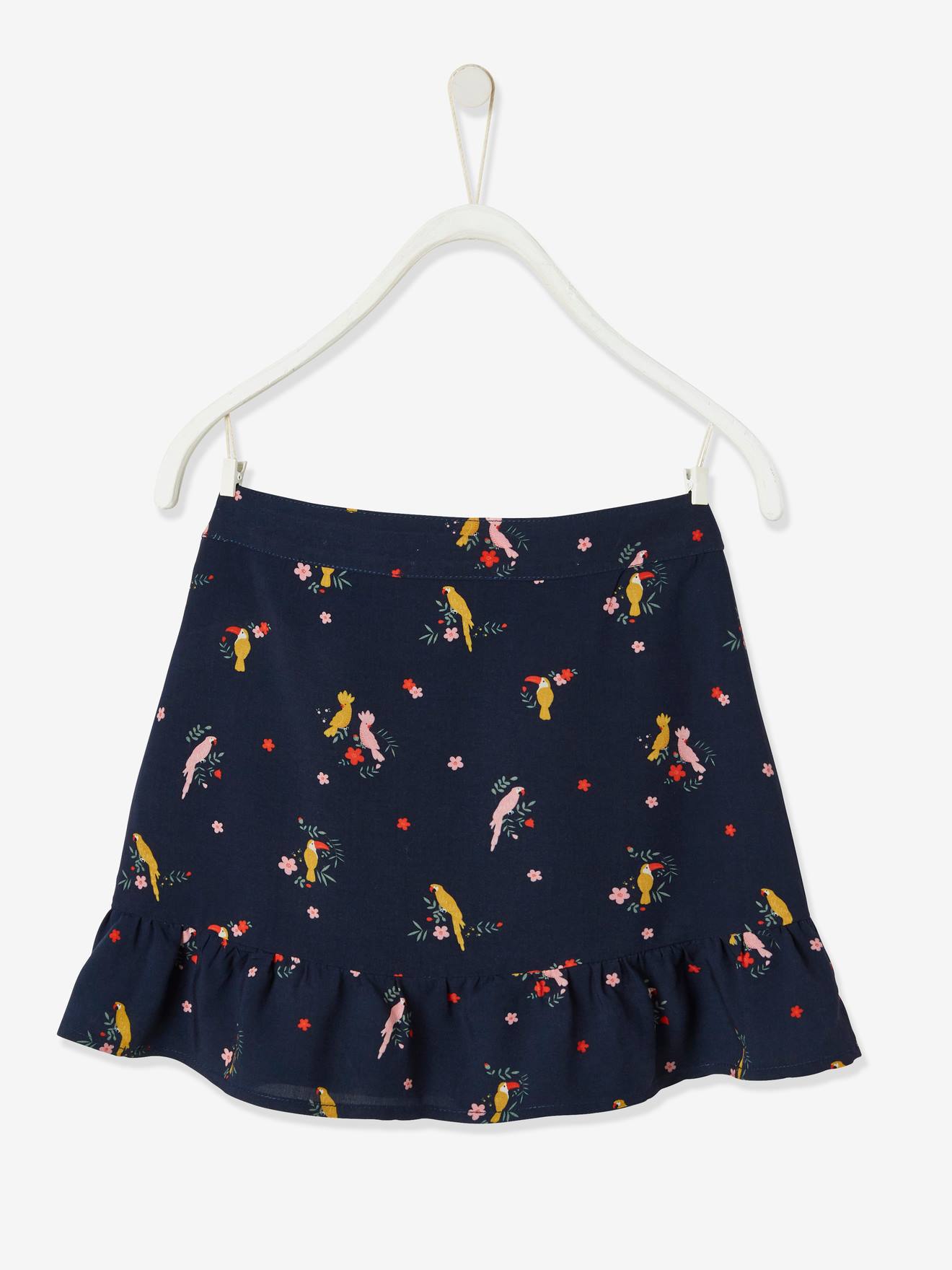 Saia estampada azul-escura para meninas