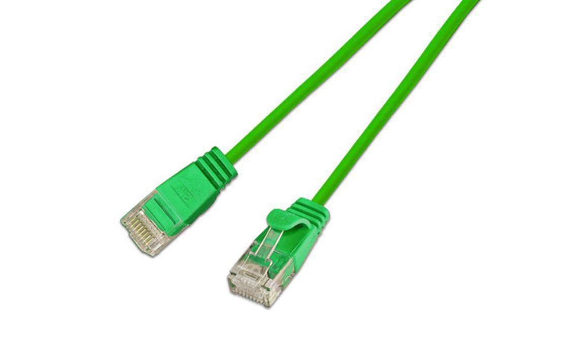 Slimpatchkabel RJ-45 - RJ-45, Cat 6, UTP, 1 m, GrünLightpatchkabel rund, ungeschirmtes Twisted-Pair-Kabel (U/UTP) mit Klinkenschutz
