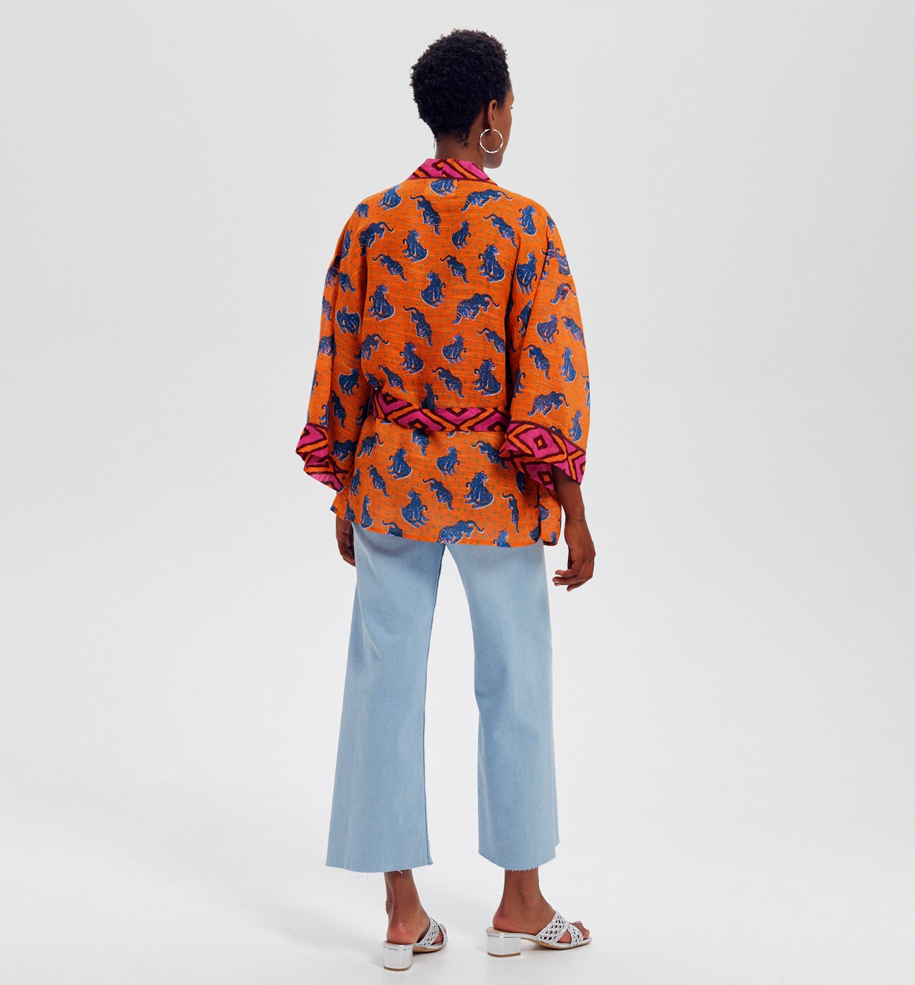 Veste kimono motif DIMB - Imprimé orange