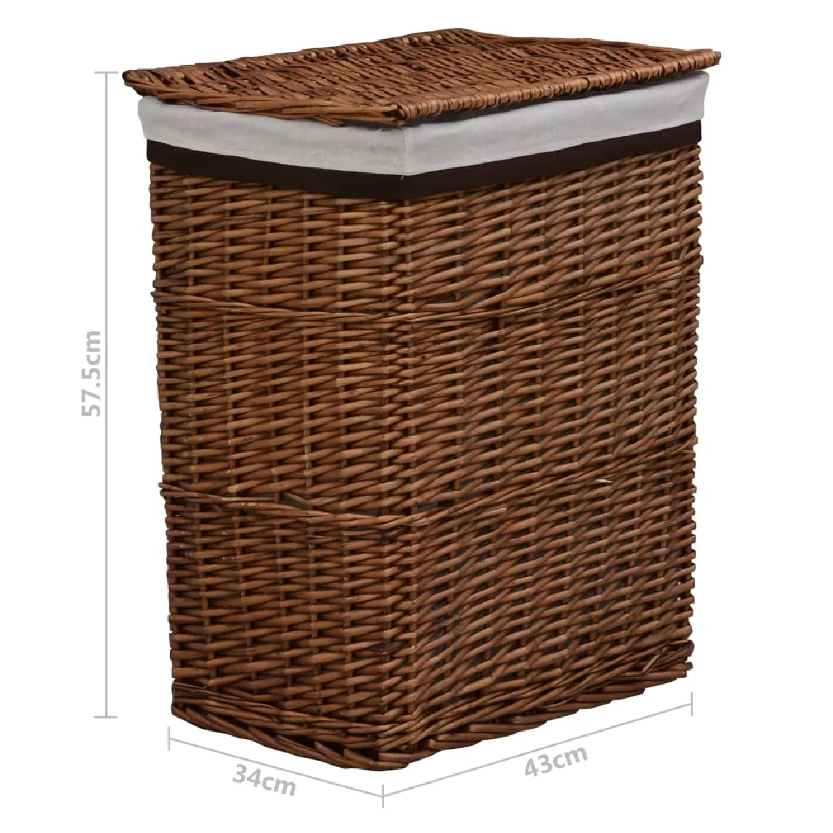 VidaXL Panier à linge Saule Marron