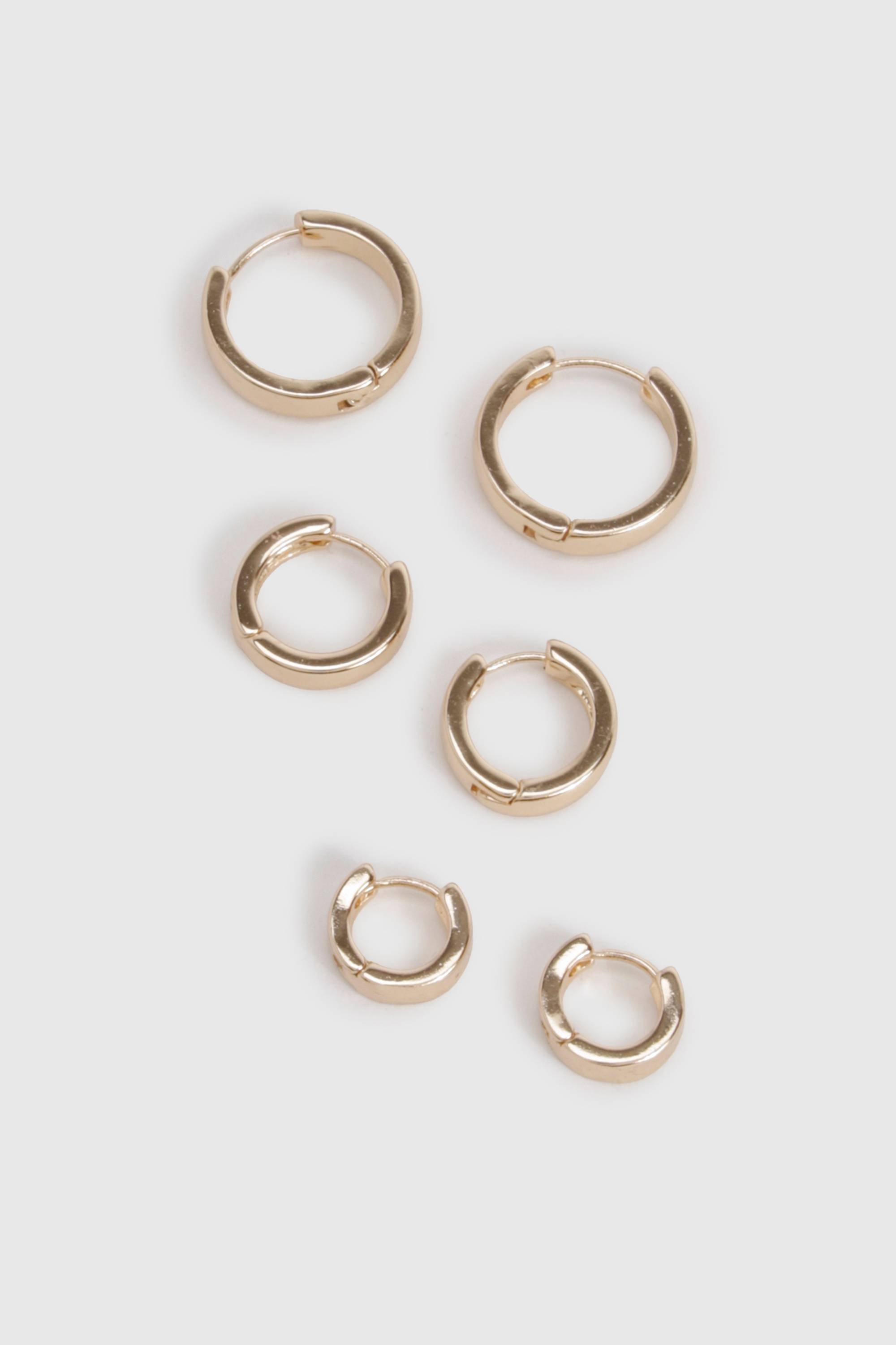 boohoo Lot de 3 boucles d'oreilles créoles en or