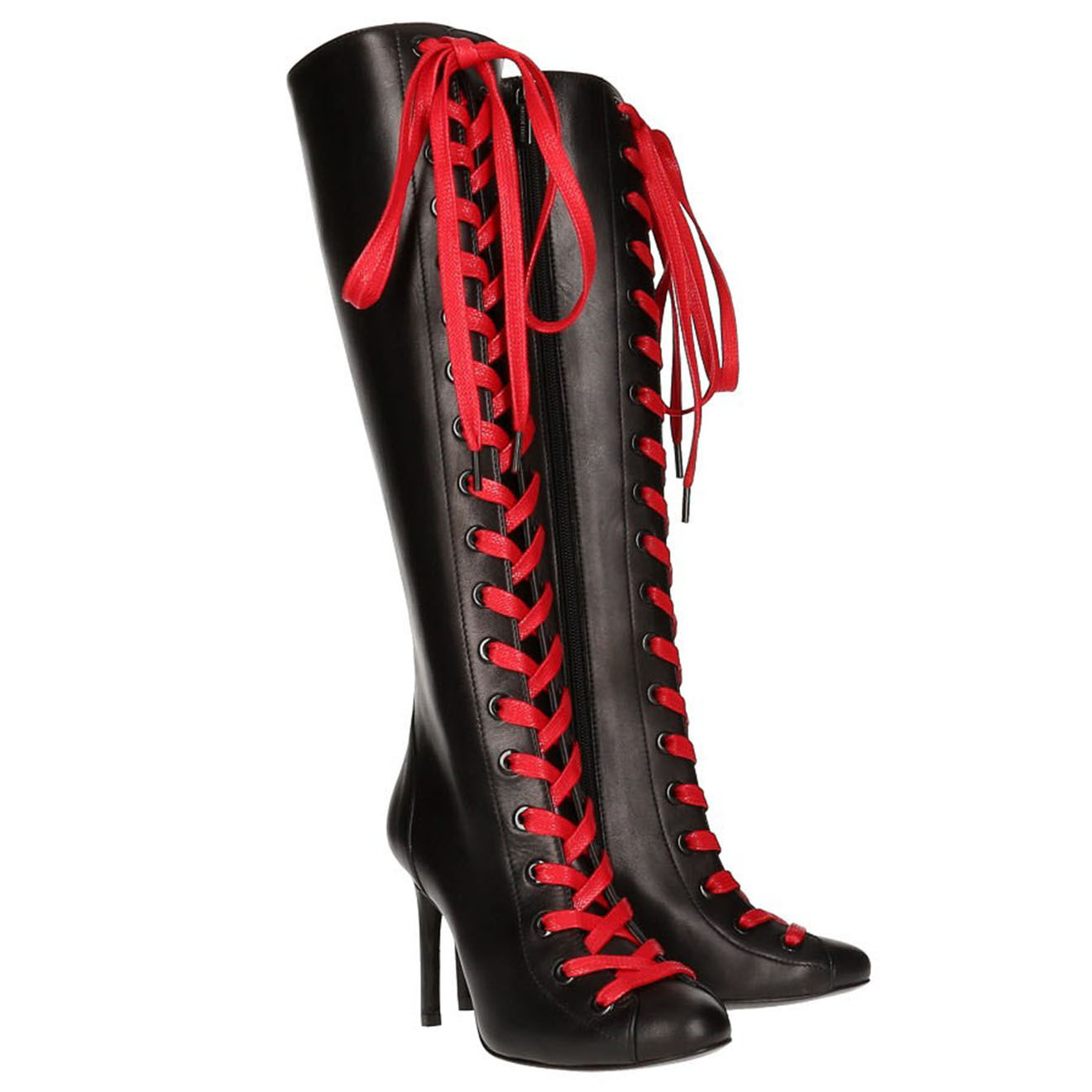 Maison Ernest Paris Cuissardes en Cuir noir/rouge - Talon 12 cm