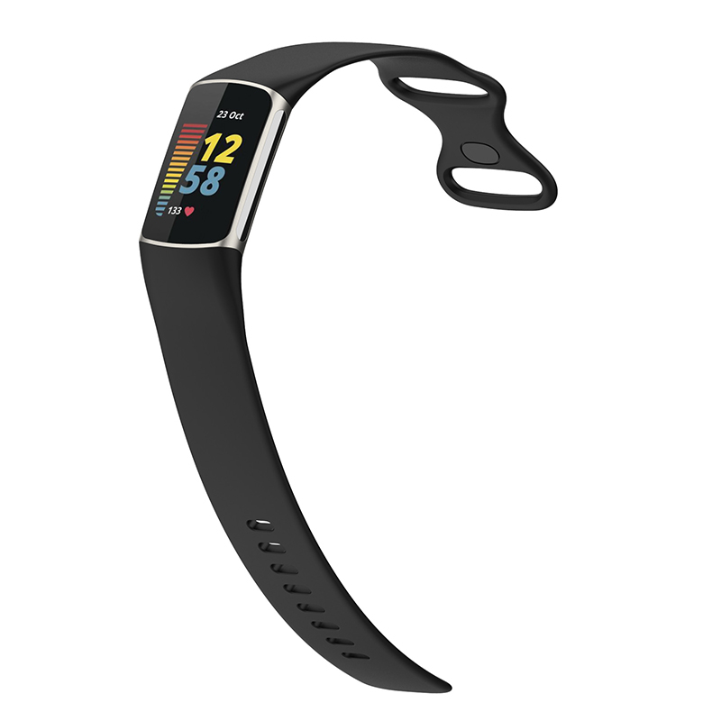Fitbit Charge 6 / 5 Silikon Armband (Gelenkumfang 191 - 233mm) - Schwarz