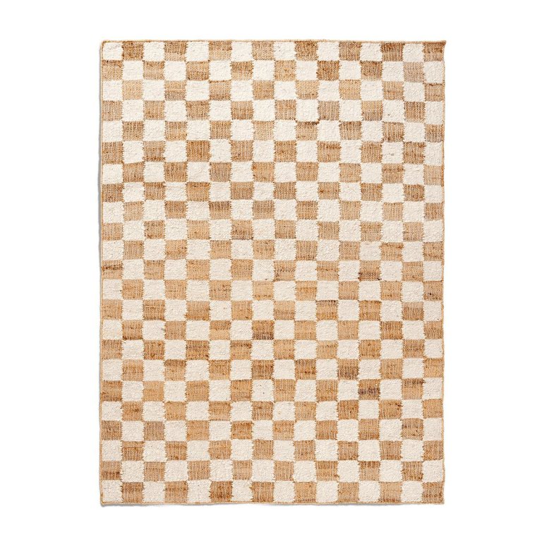 Ferm Living Check vloerkleed 140x200 wol jute Off-white/Natural