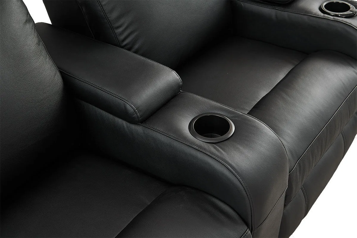 Lumene Hollywood Luxury III Noir (2 places, cuir synthétique) Fauteuils cinéma
