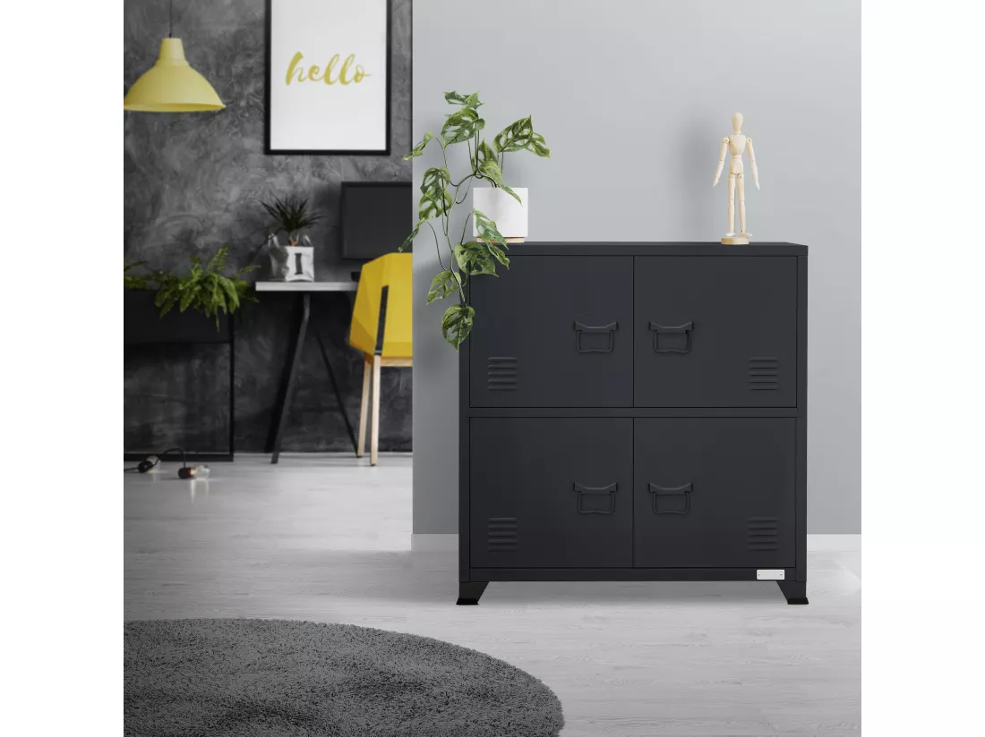 Armoire de bureau Armoire à dossiers en métal Armoire en acier avec étagères 75x40x80,5cm