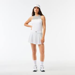 T-shirt Sport contrasté en coton stretch T-Shirts - Blanc - Lacoste - Femme
