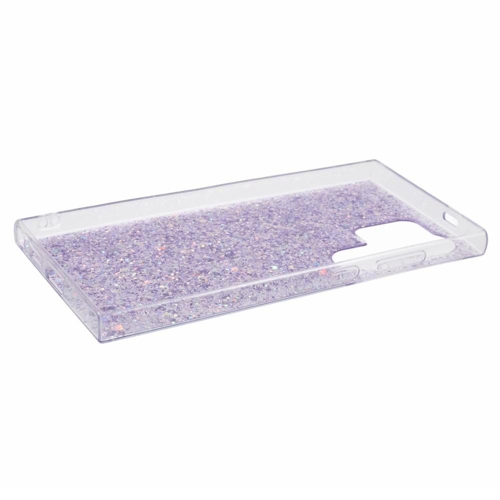 Samsung Galaxy S24 Ultra Gummi Case Schutzhülle im Glitzer Design - Lila / Transparent