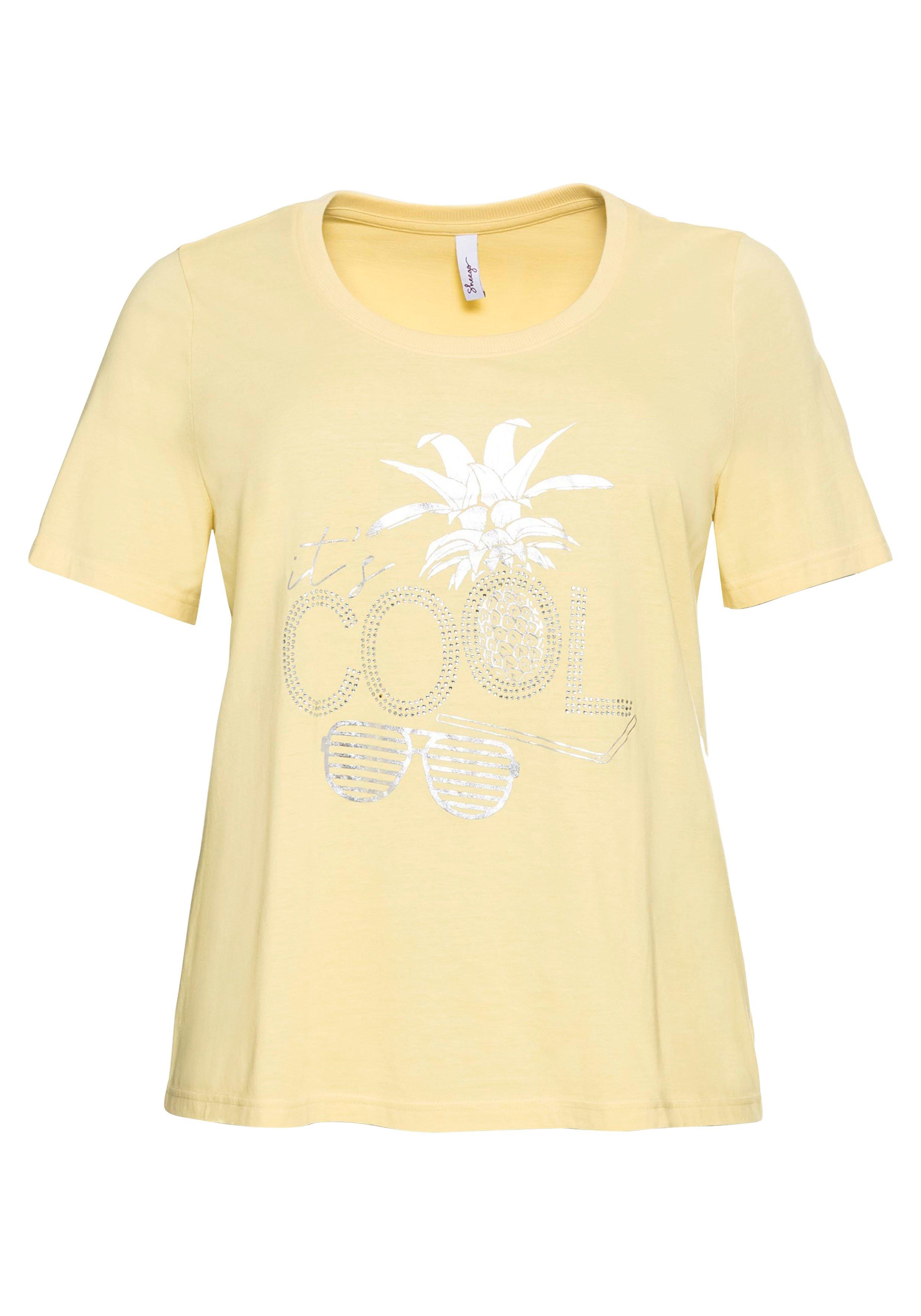Shirt mit Frontdruck und Glitzersteinen