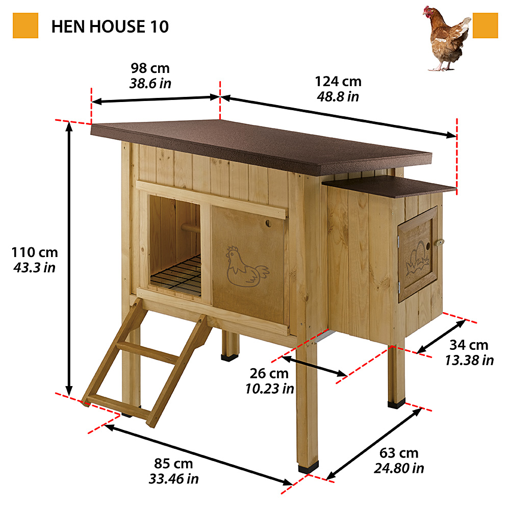 Ferplast poulailler maisonnette pour poules pondeuses hen house 10 d'extérieur, en bois fsc, pour environ 4 poules, accessoires