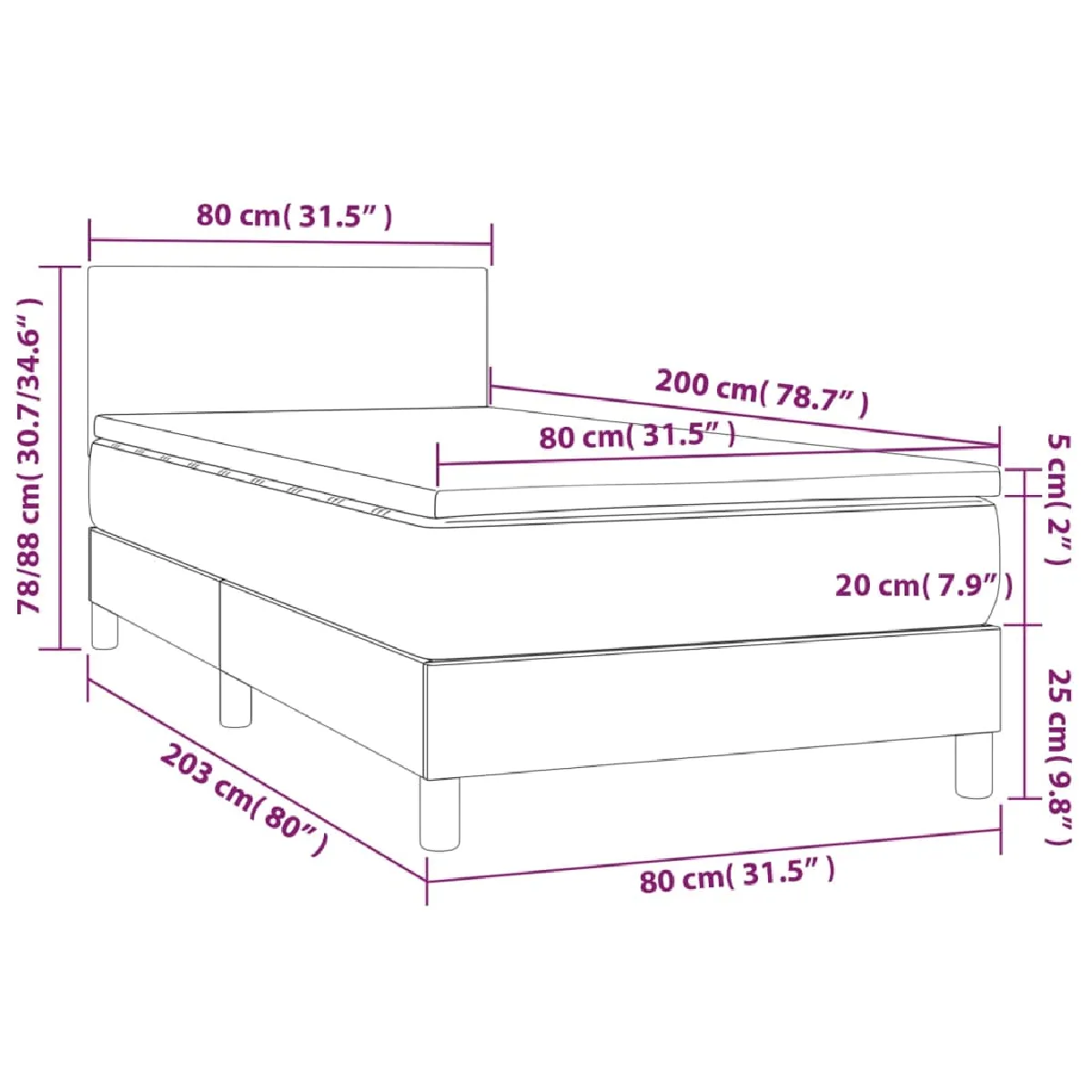 vidaXL Sommier à lattes Rose 80x200 cm