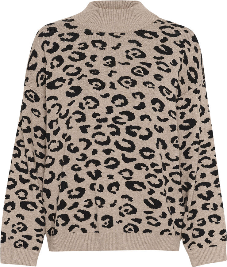 Cream CRSava Knit Pullover Light brown animal spots