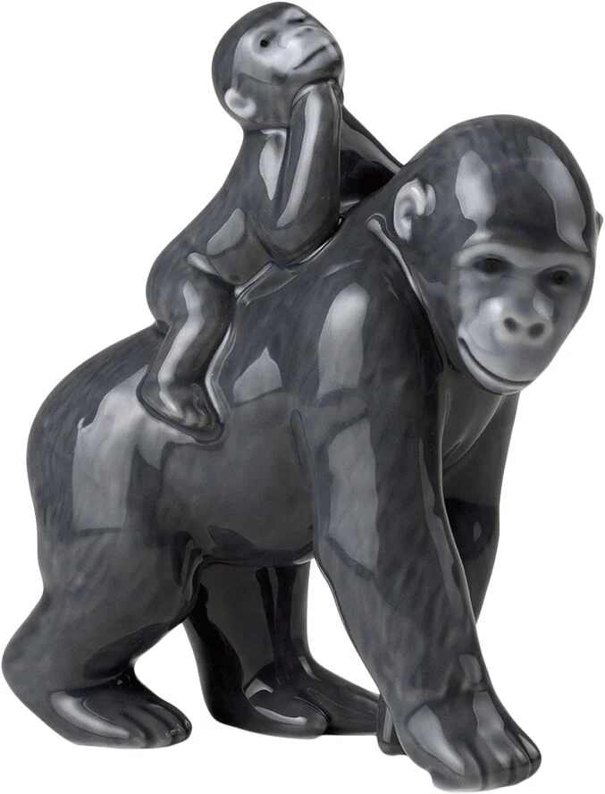 Royal Copenhagen Årsfigur 2023 - Gorilla med baby Brun
