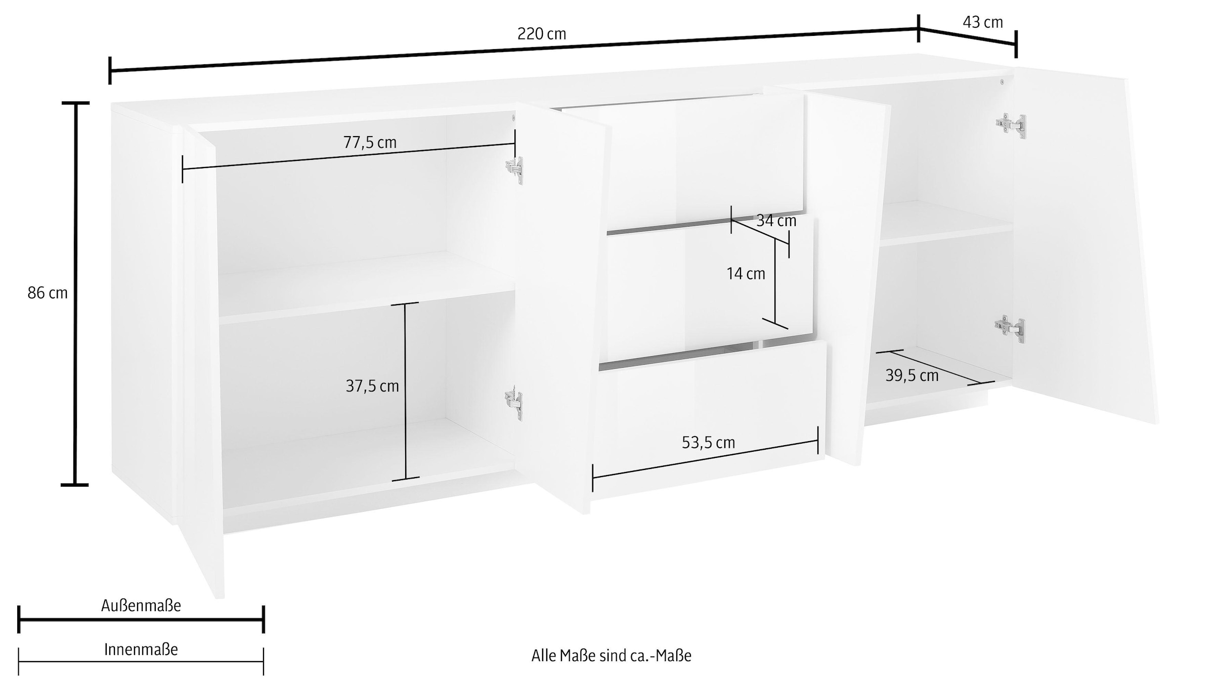INOSIGN Sideboard »Vega« Breite 220 cm
