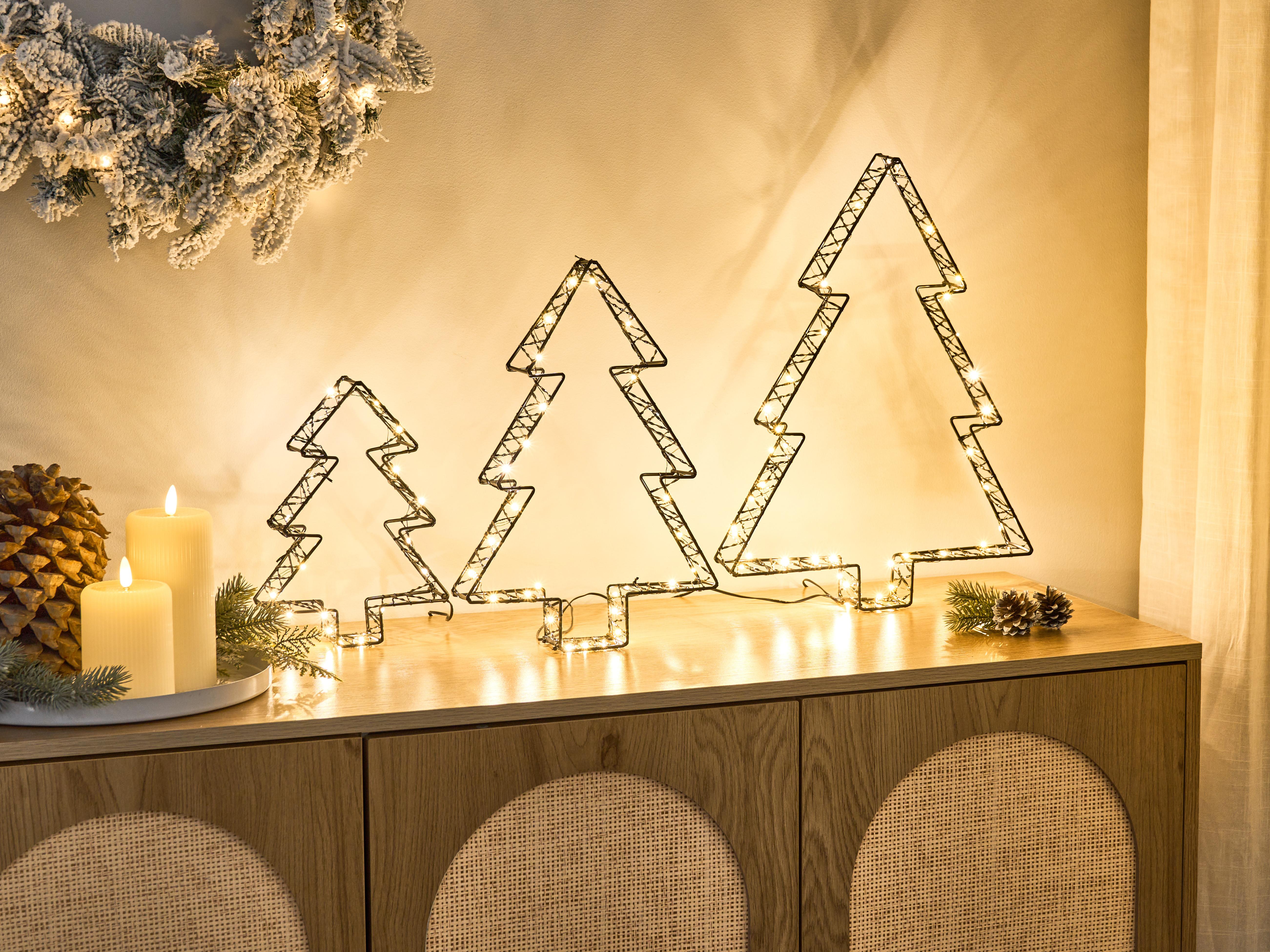 Buitendecoratie LED LOFSEN Kerstboom 45/35/25 cm Zwart